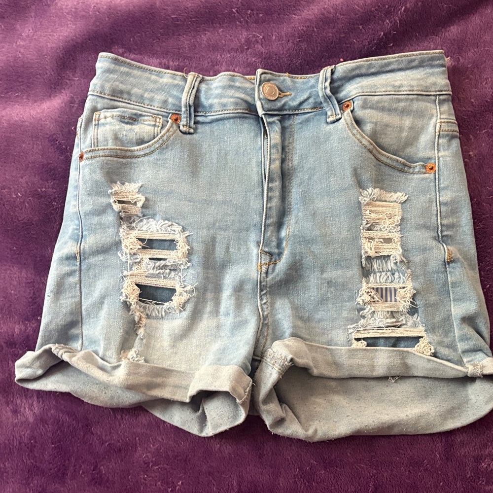 Wax Jean Blue Distressed Jean Shorts High-Waisted